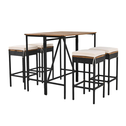 Rattan Mid-Century Dining Set, Brown, 30" Tall (view 10)