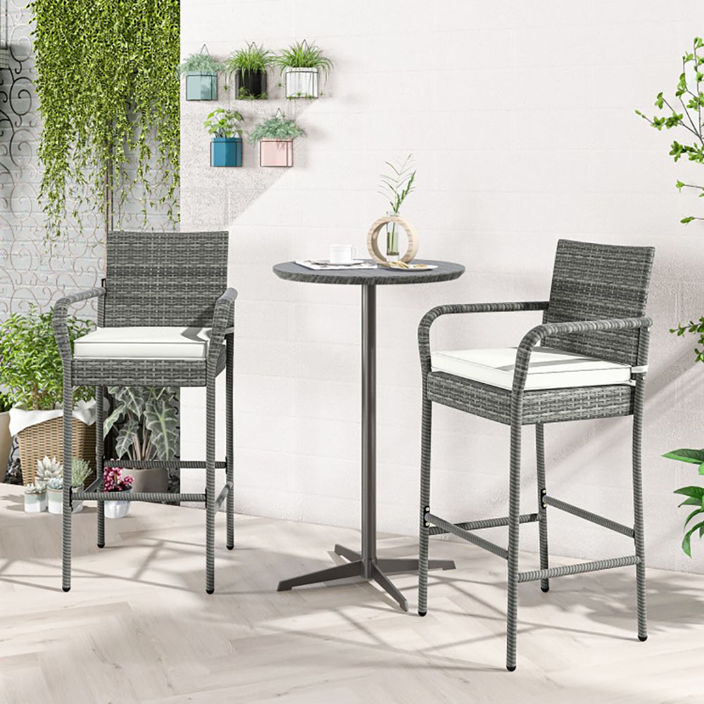 Rattan Swivel Bar Stools, Mix Gray, Set of 2, 23" Wide (view 3)