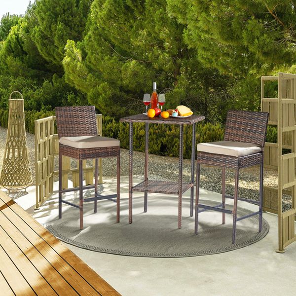 Rattan Swivel Bar Stools, Brown, Set of 2 (view 14)