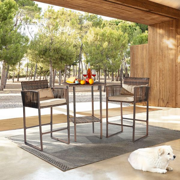 Rattan Swivel Bar Stools, Brown (view 9)