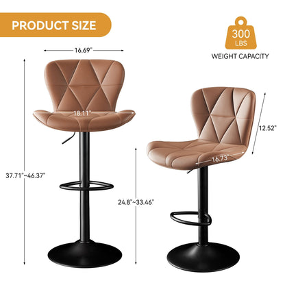 Faux Leather Swivel Bar Stools, Set of 2, Adjustable Height (view 21)