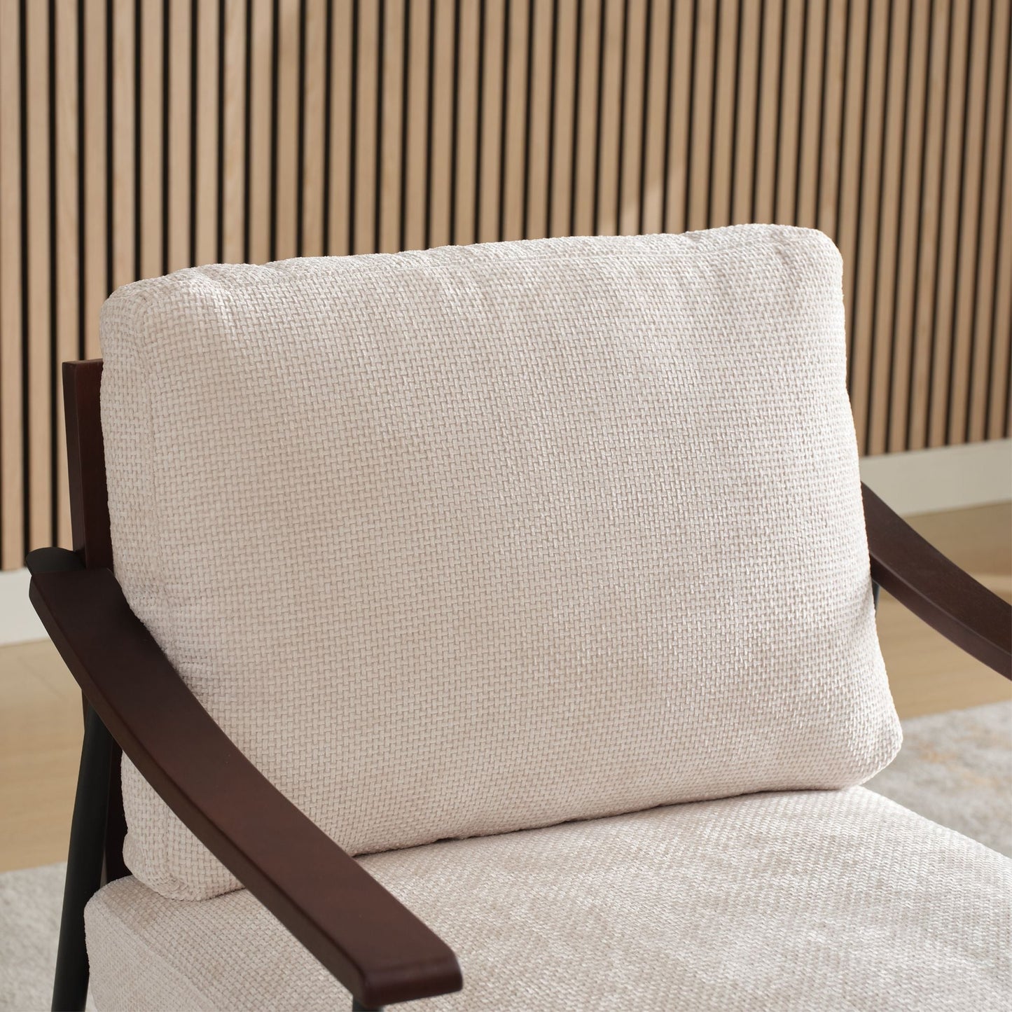 Linen Mid-Century Accent Chair, White, 30" Wide (view 6)