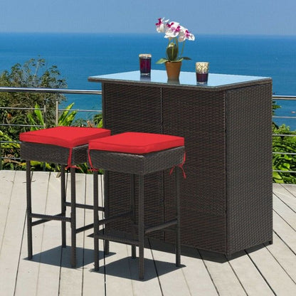 3 Pieces Patio Rattan Wicker Bar Table Stools Dining Set (view 15)