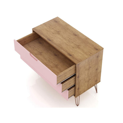3-Drawer Mid-Century Dresser, Pink, 60" Wide (view 5)