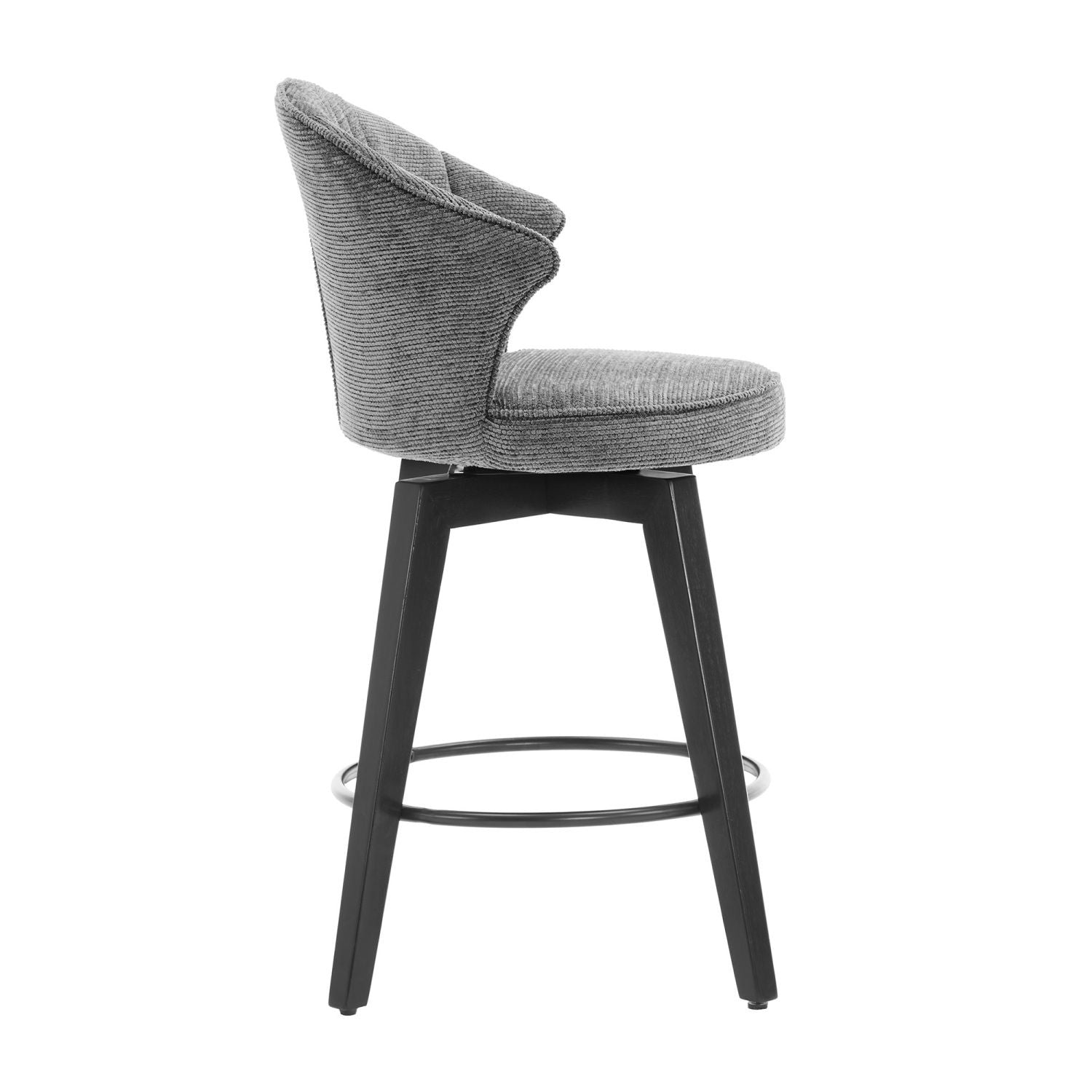 Chenille Swivel Bar Stools, Dark Grey, Counter Height (view 12)