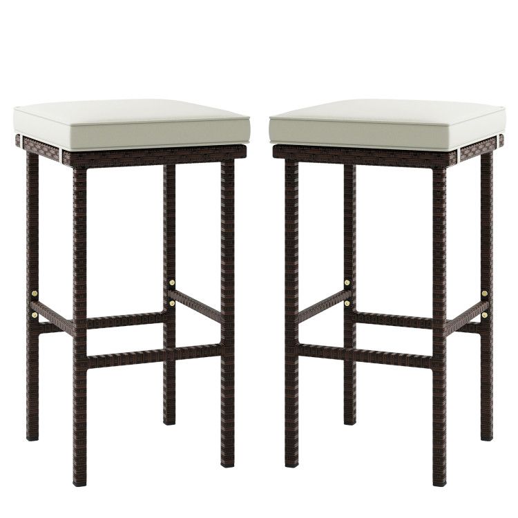 Rattan Swivel Bar Stools, Mix Brown, Set of 2