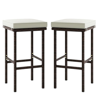 Rattan Swivel Bar Stools, Mix Brown, Set of 2