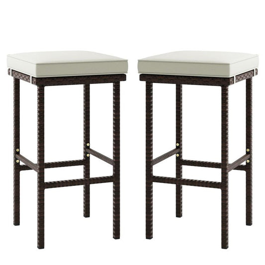Rattan Swivel Bar Stools, Mix Brown, Set of 2