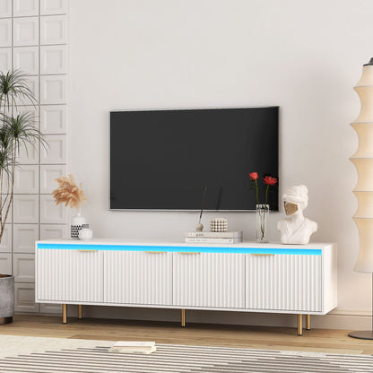 80" TV Mid-Century TV Stand, White, 60" Wide (view 2)