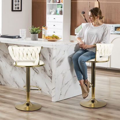 Velvet Swivel Bar Stools, Set of 2, Gold (view 39)