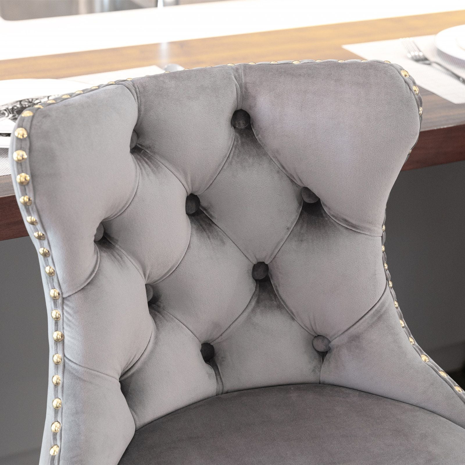 Gold Velvet Swivel Bar Stools, Tufted, Adjustable (view 48)
