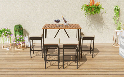 Rattan Mid-Century Dining Set, Brown, 30" Tall (view 4)