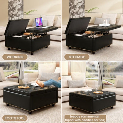 Solid Wood Mid-Century Coffee Table, black (view 5)