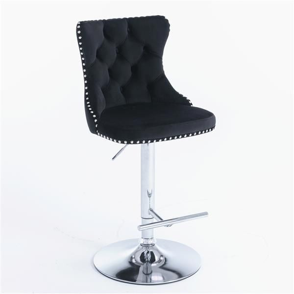Black Velvet Swivel Bar Stools, Gold Base, Set of 2 (view 4)