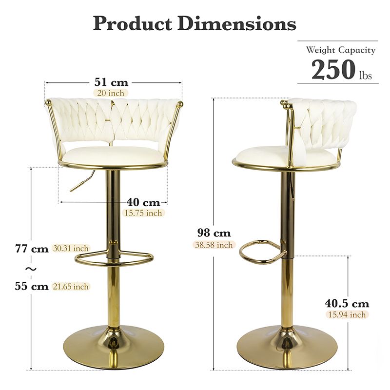 Velvet Swivel Bar Stools, Set of 2, 18" Wide (view 34)