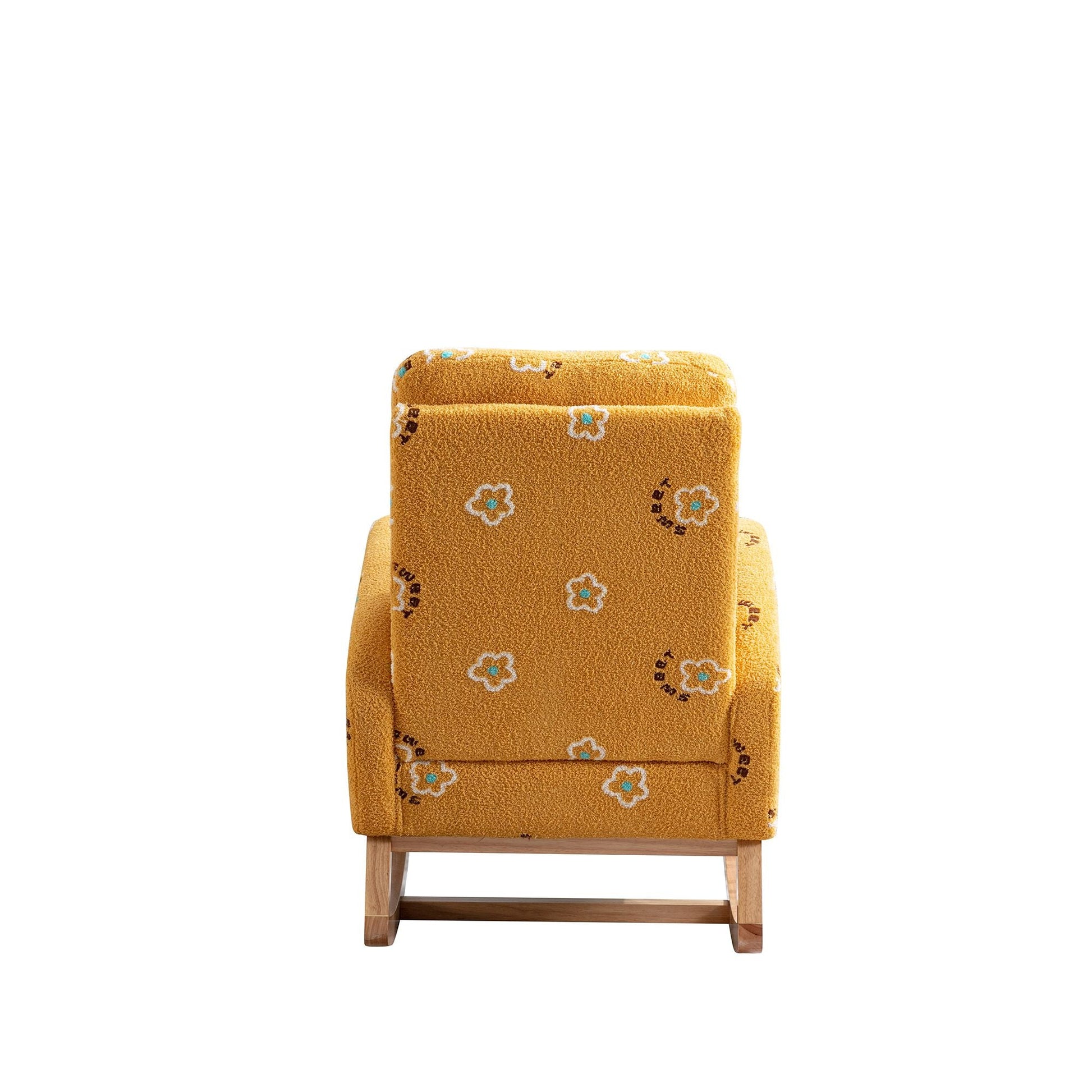 Boucle Mid-Century Rocking Chair, Mustard (view 10)