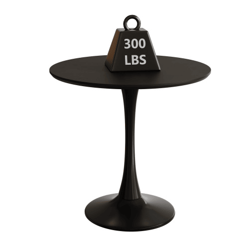 Wood Mid-Century Coffee Table, Black, Round (view 9)