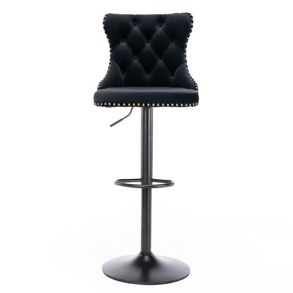 Velvet Swivel Bar Stools, Black, Set of 2 (view 2)