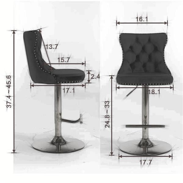 Black Velvet Swivel Bar Stools, Gold Base, Set of 2 (view 8)