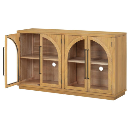Solid Wood Mid-Century Cabinet, Natural Wood, with Storage (view 9)