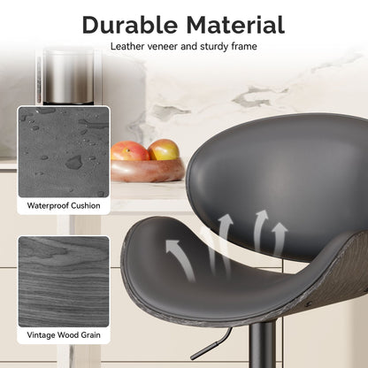 PU Leather Swivel Bar Stools, Set of 1, Black (view 67)