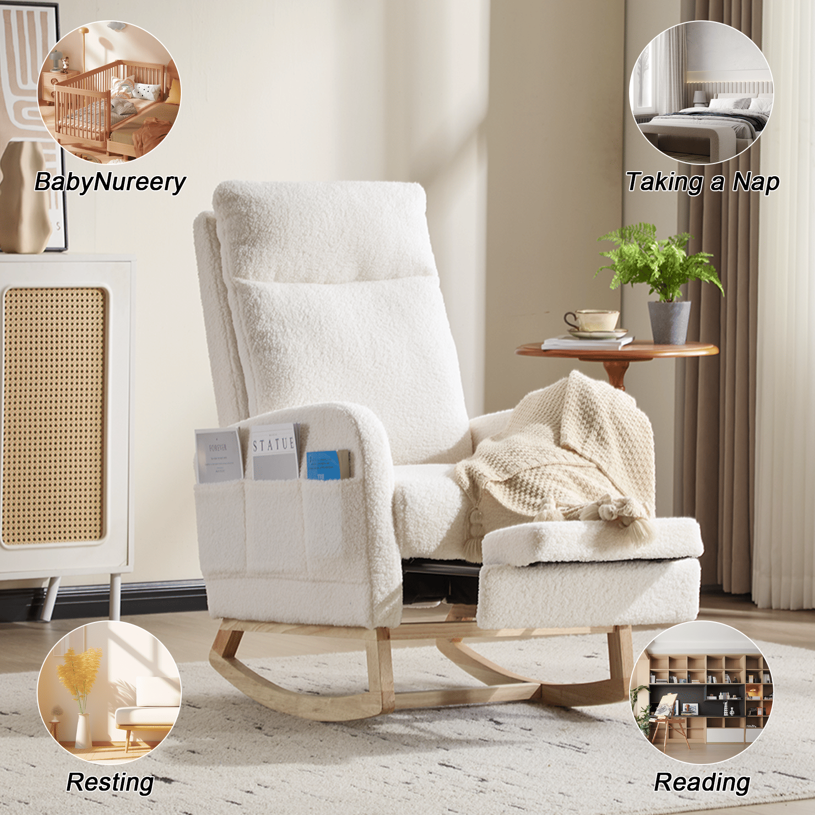 Wood Mid-Century Rocking Chair, White (view 6)