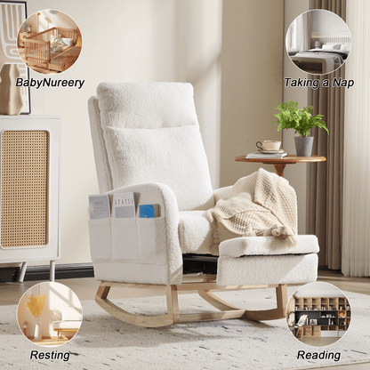Wood Mid-Century Rocking Chair, White (view 6)