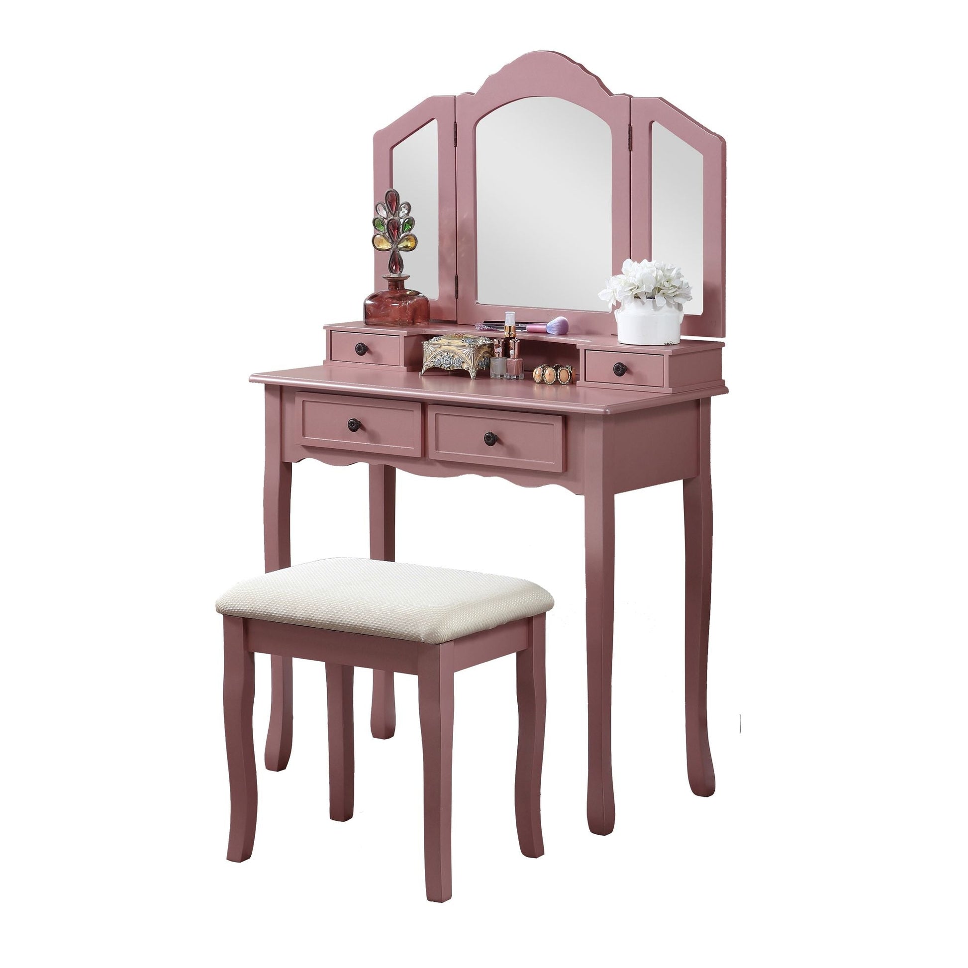 Sanlo Wooden Vanity Make Up Table and Stool Set, Rose Gold (view 7)