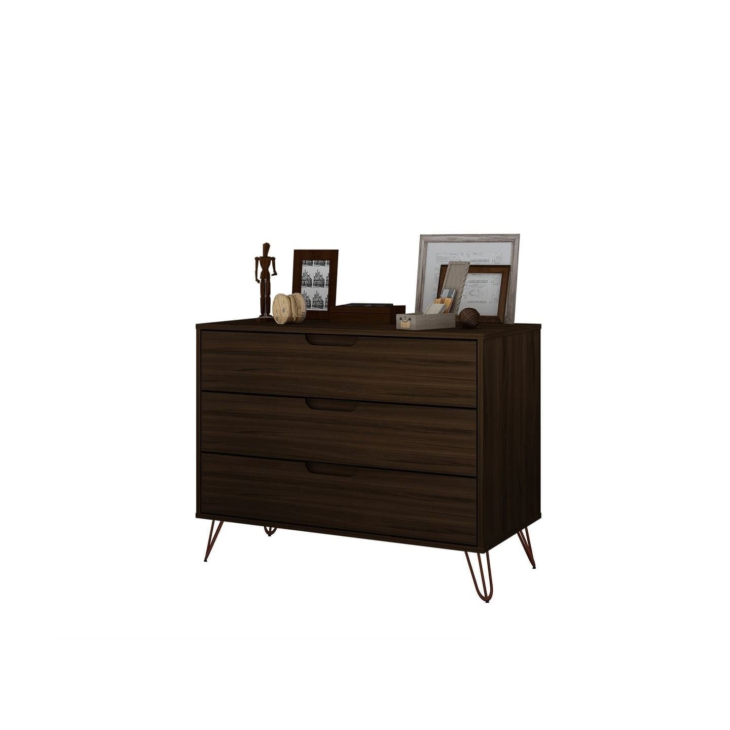 3-Drawer Mid-Century Dresser, Brown, 60" Wide (view 9)
