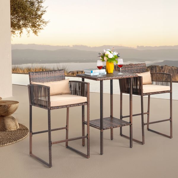 Rattan Swivel Bar Stools, Brown (view 7)