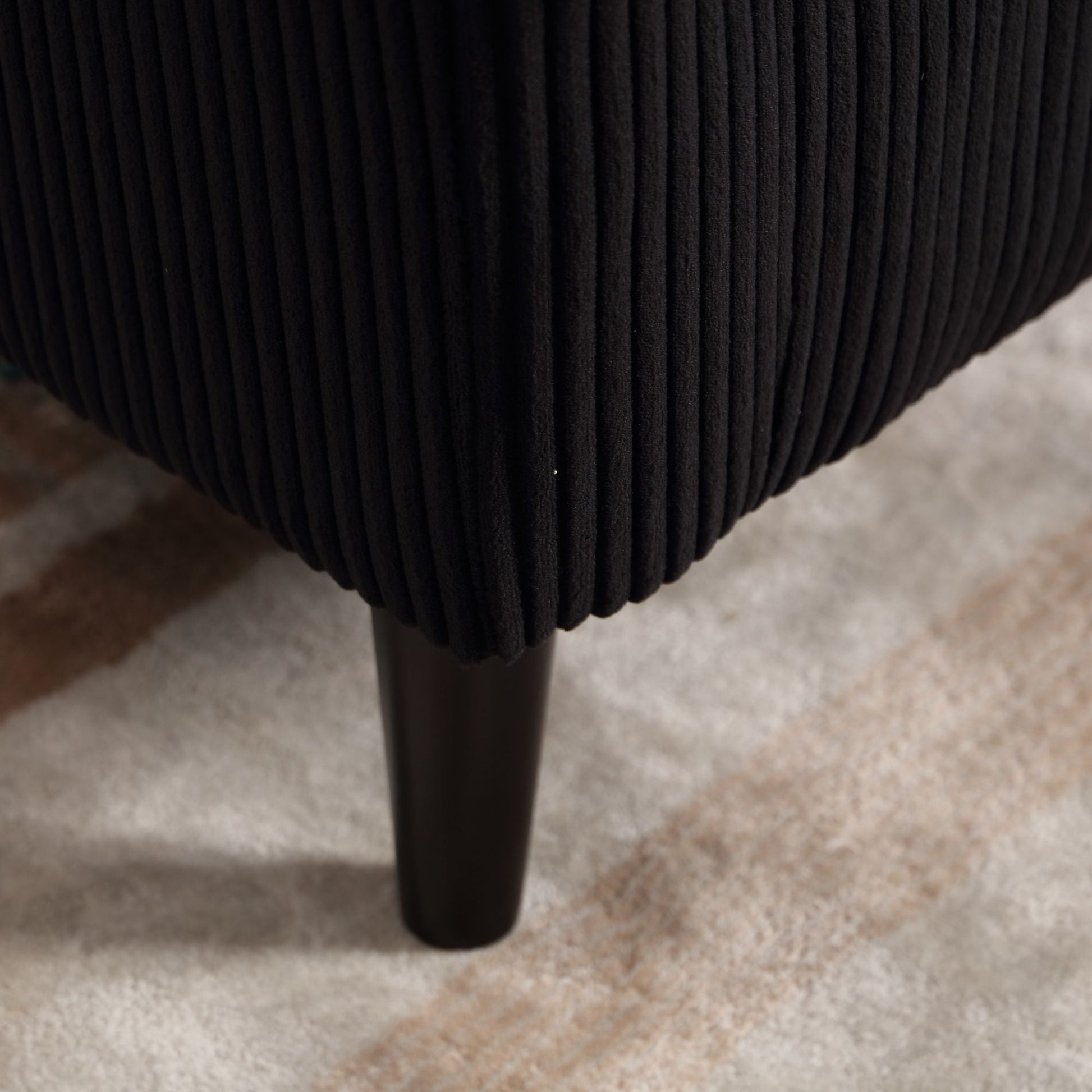 Upholstered 3-Seat Mid-Century Sofa, Black (view 21)