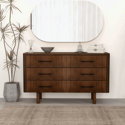 Logan Walnut Dresser, 6 Spacious Drawers (view 5)