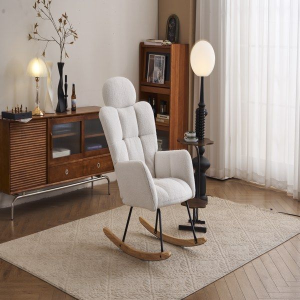 Wood Mid-Century Accent Chair, Ivory (view 17)