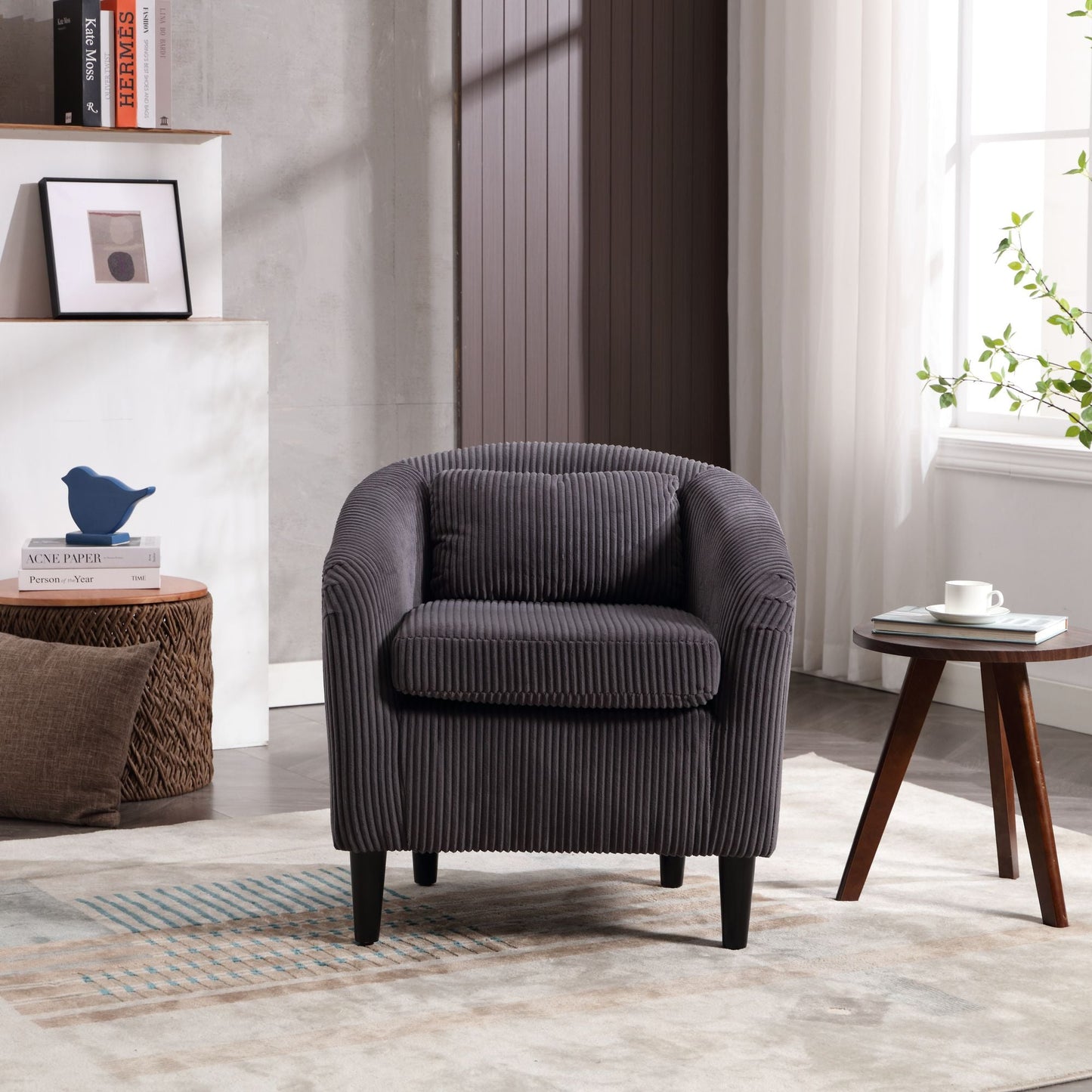Upholstered 3-Seat Mid-Century Sofa, Beige (view 50)