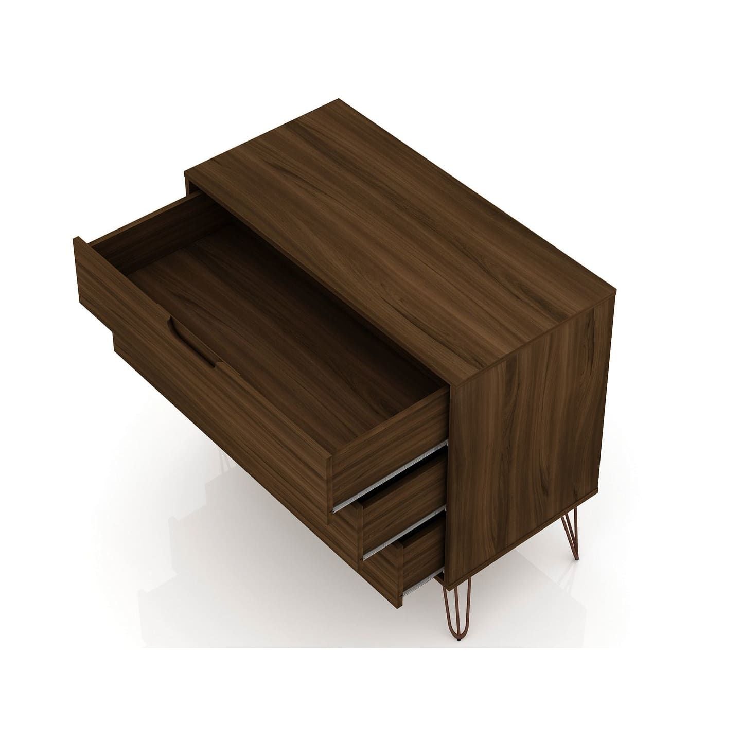 3-Drawer Mid-Century Dresser, Brown, 60" Wide (view 5)