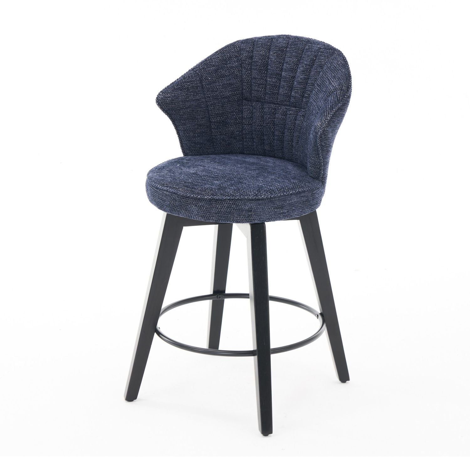 Chenille Swivel Bar Stools, Blue, Wide Backrest (view 11)