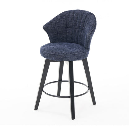Chenille Swivel Bar Stools, Blue, Wide Backrest (view 11)