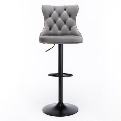 Velvet Swivel Bar Stools, Gray, Set of 2 (view 2)