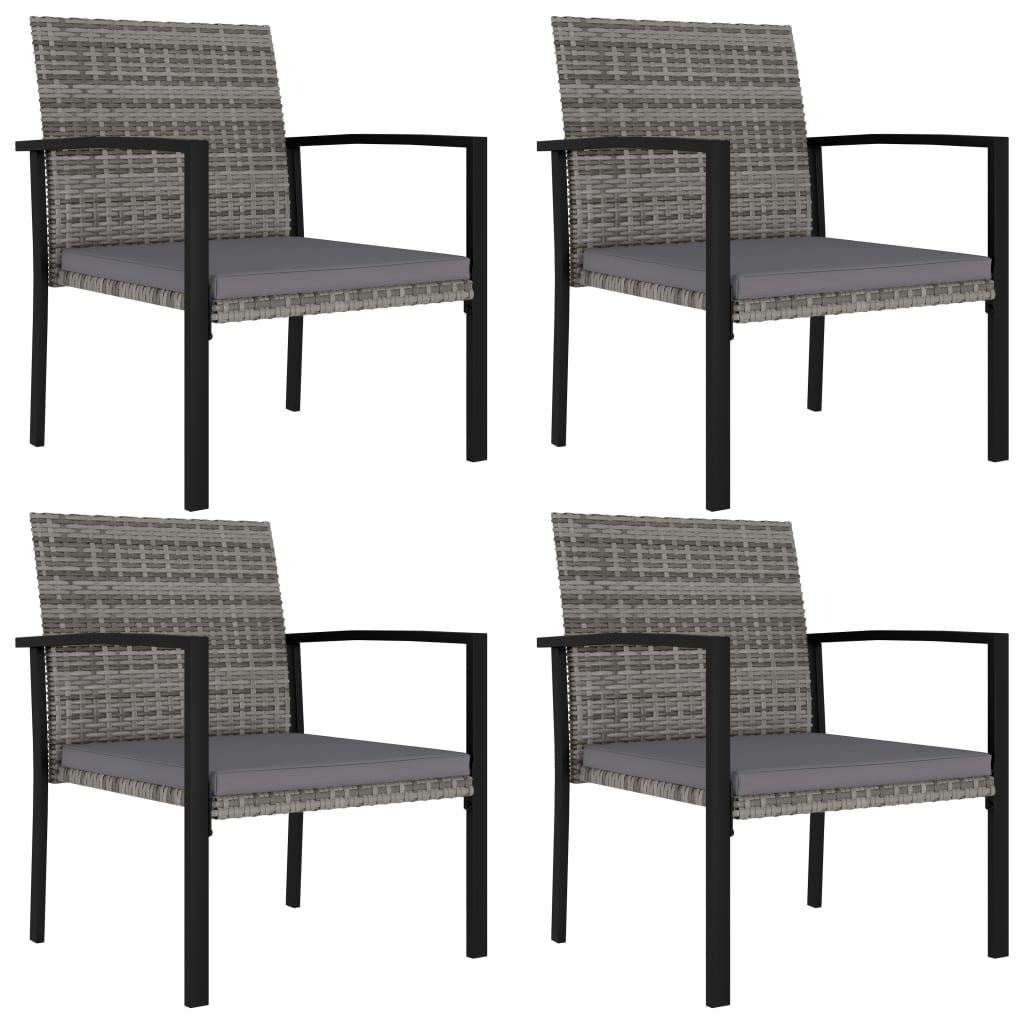 Patio Dining Chairs 4-Piece Poly Rattan Gray