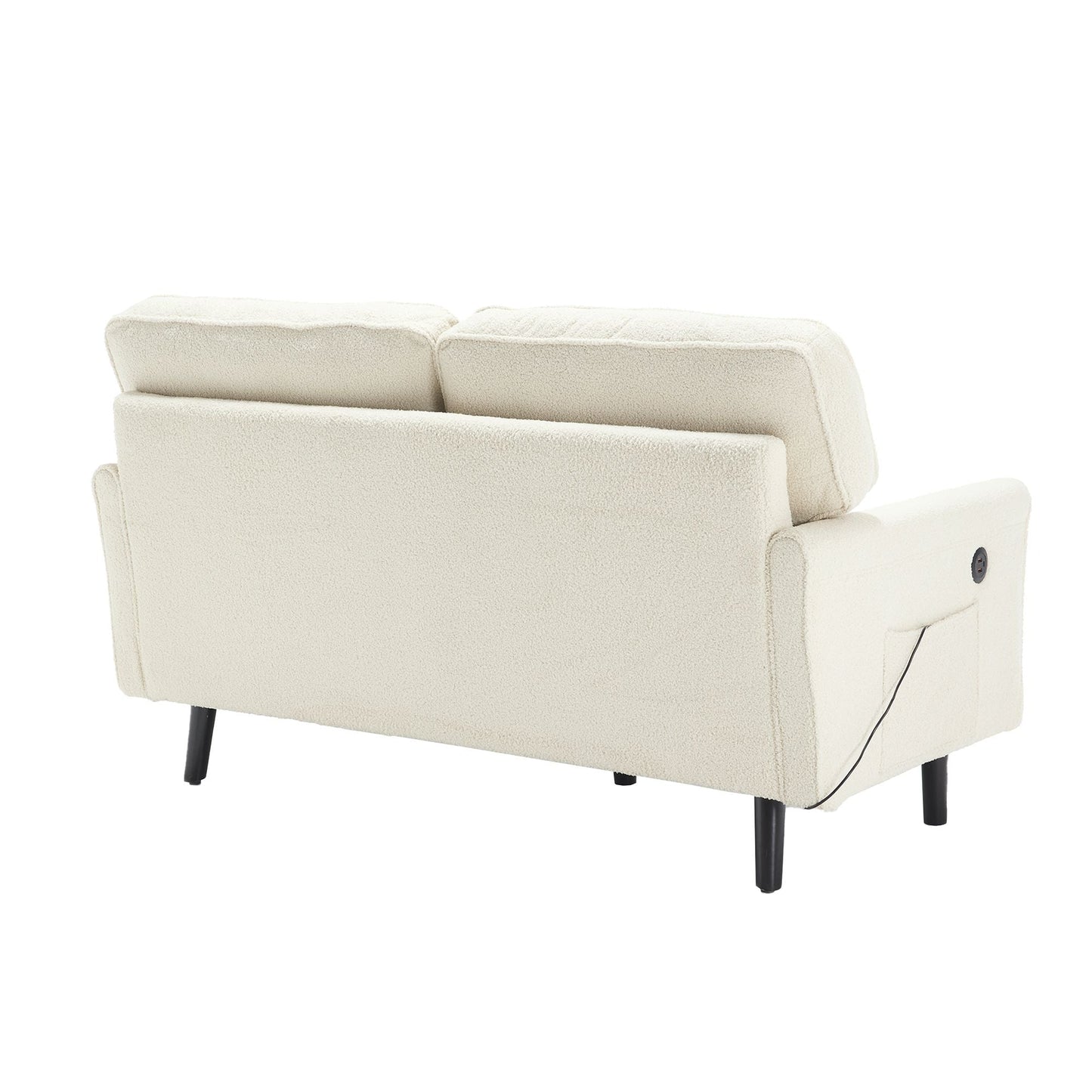 Solid Wood 3-Seat Mid-Century Sofa, Beige, Compact (view 17)