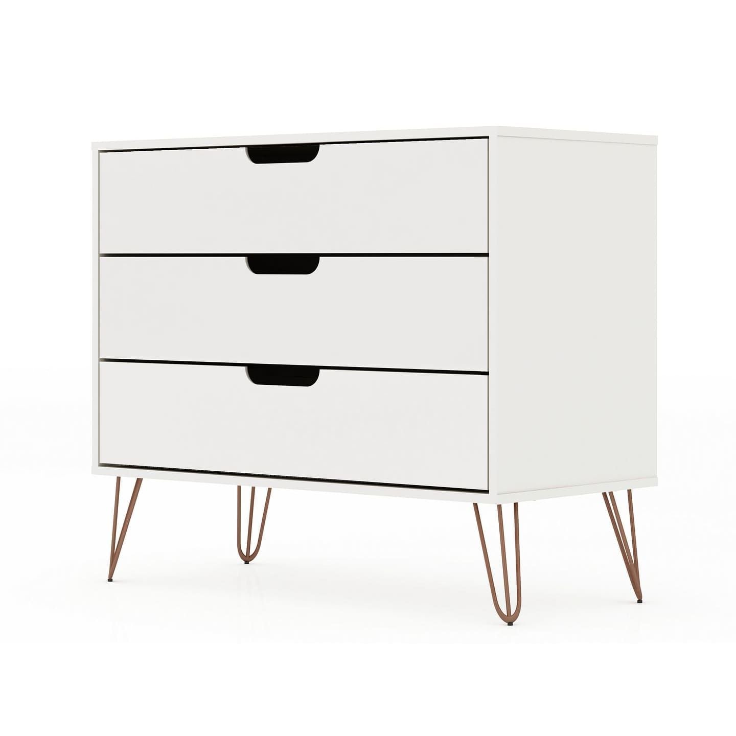 3-Drawer Mid-Century Dresser, White (Style 3) (view 10)