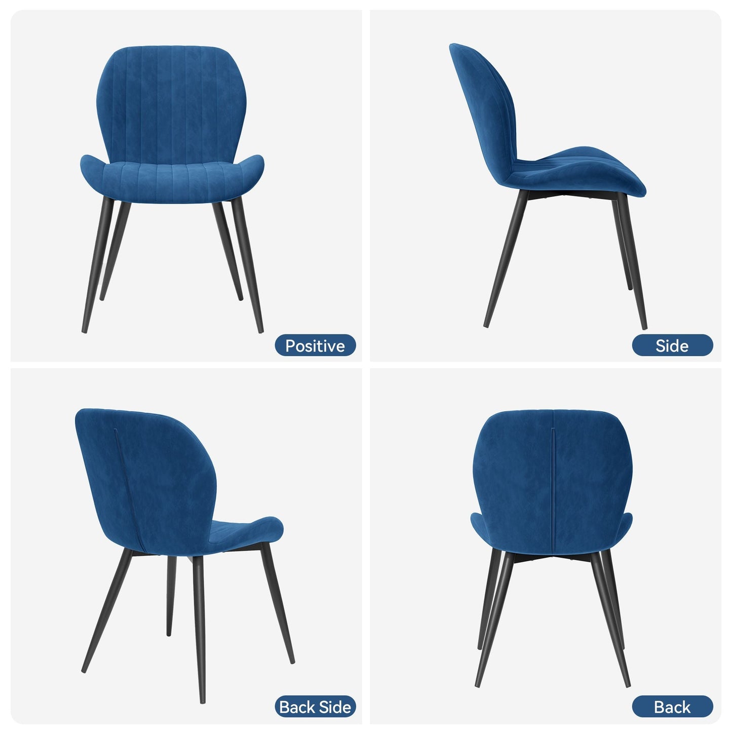 Velvet Mid-Century Dining Chairs, Set of 2, Blue (view 10)