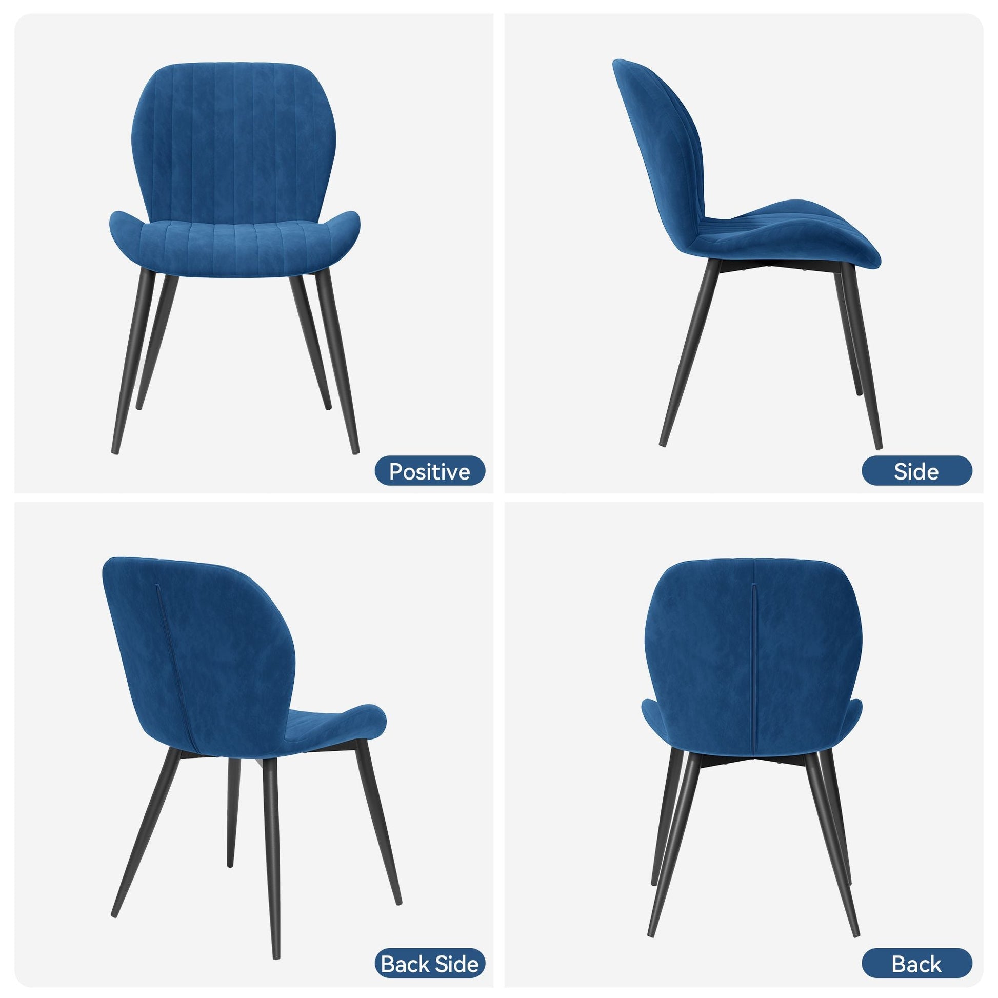 Velvet Mid-Century Dining Chairs, Set of 2, Blue (view 10)