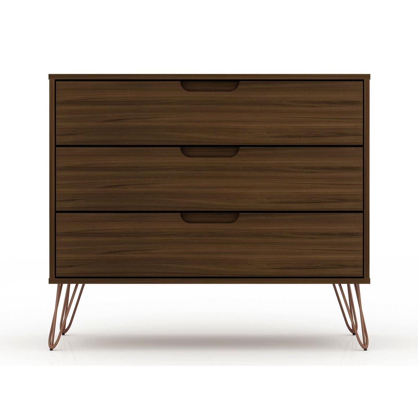 3-Drawer Mid-Century Dresser, Brown, 60" Wide (view 2)