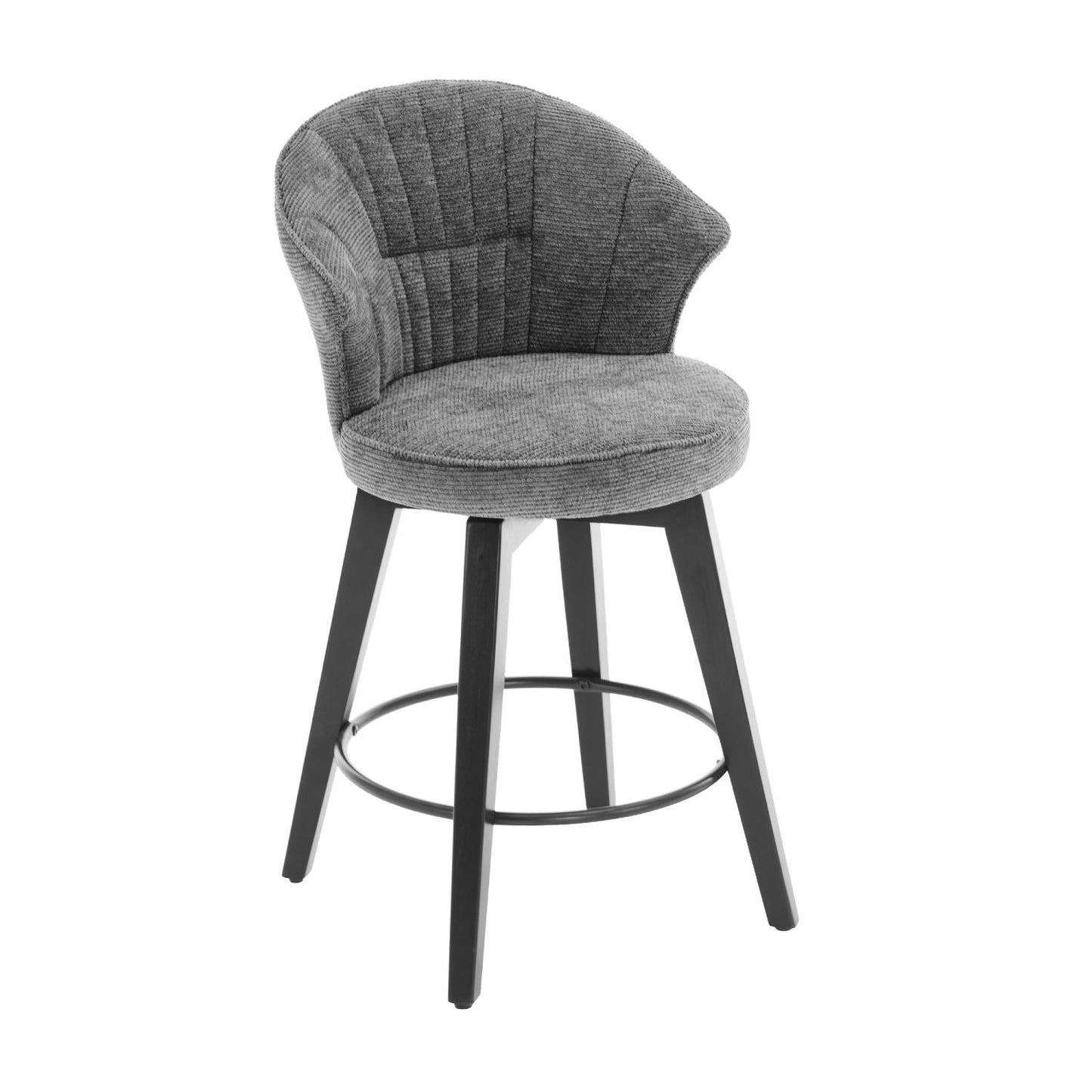 Chenille Swivel Bar Stools, Dark Grey, Counter Height (view 10)