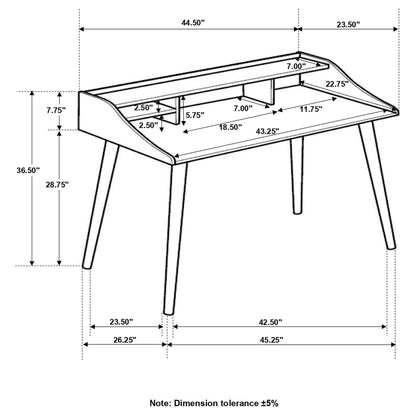 White and Walnut Writing Desk with Tapered Legs (view 5)