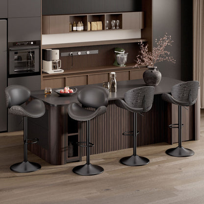 PU Leather Swivel Bar Stools, Set of 1, Black (view 26)