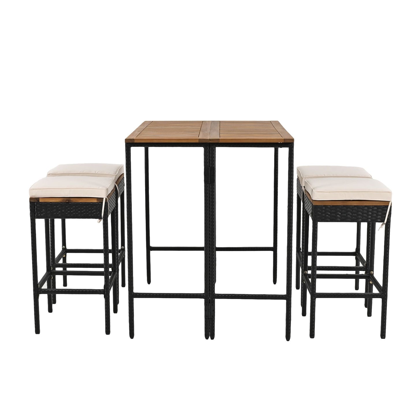 Rattan Mid-Century Dining Set, Brown (Style 3) (view 11)