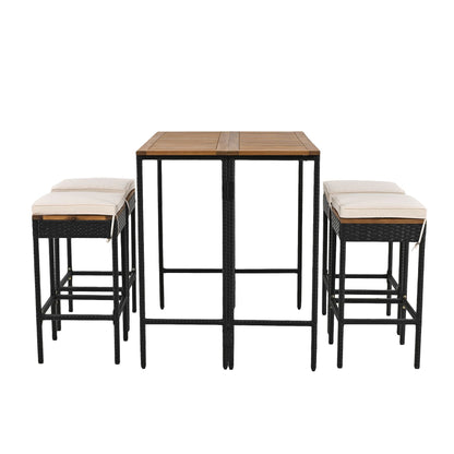 Rattan Mid-Century Dining Set, Brown (Style 3) (view 11)