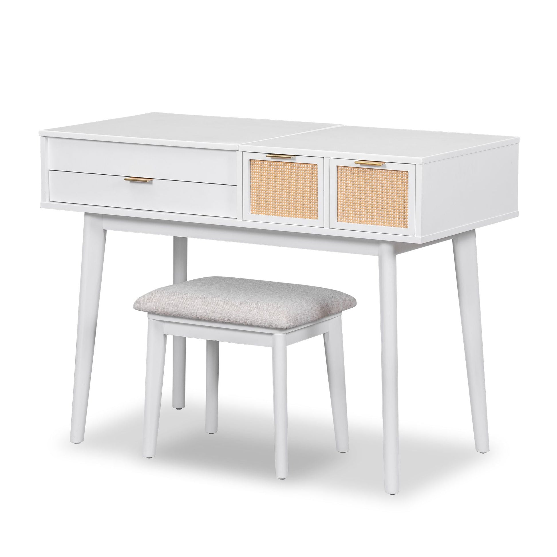 Solid Wood Mid-Century Vanity, Red (view 23)